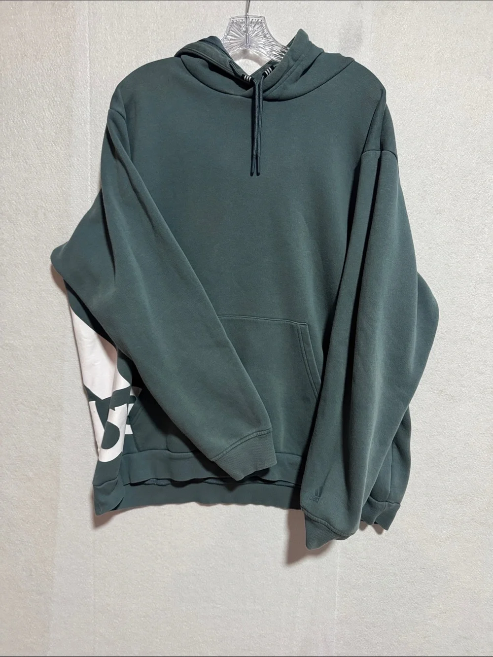adidas Dark Green Crewneck Hoodie with Front Pocket